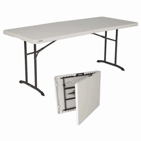 6' White Plastic Folding Table