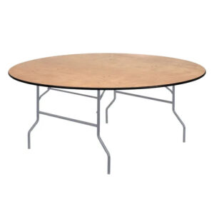 72 inches Round Wood Folding Table Rubber Edge