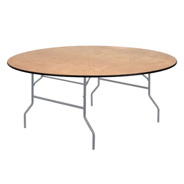 72 inches Round Wood Folding Table Rubber Edge