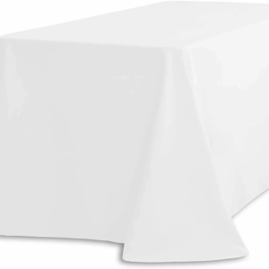 90"x156" Rectangular Oblong Polyester Tablecloth - White