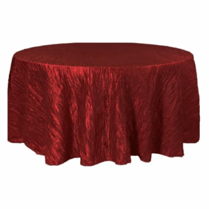 Accordion Crinkle Taffeta 132" Round Tablecloth - Burgundy