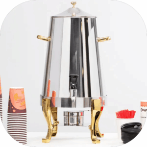 Choice Deluxe Stainless Steel 80 cup Coffee Chafer Urn with Gold Accents - 5 Gallon