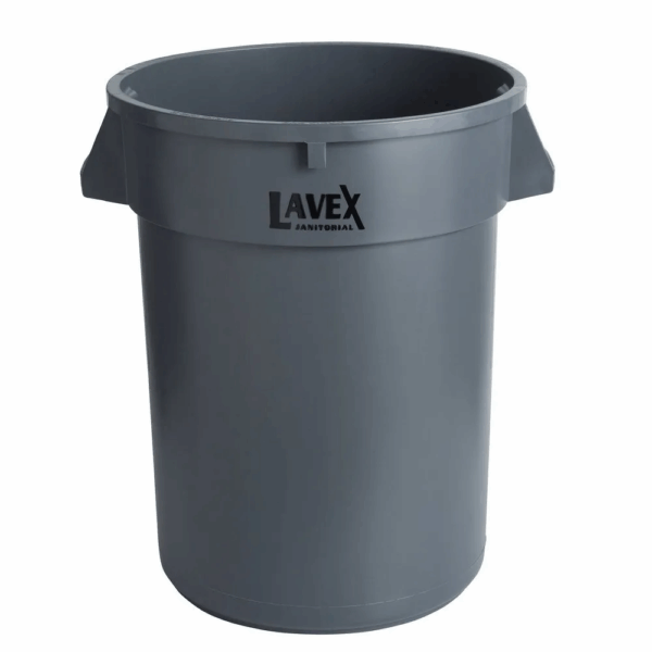 Lavex Janitorial 32 Gallon Gray Round Commercial Trash Can