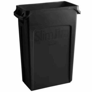 Rubbermaid Gallon Slim Jim Black Rectangular Trash Can