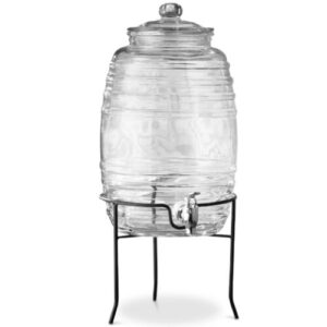Glass Beverage Dispenser with Iron Stand