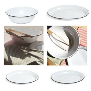 White Tin with Black Trim Serving Set