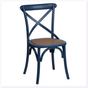 Navy X Back Chair with Wicker Cushion