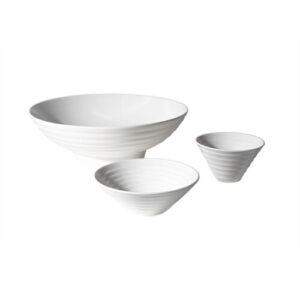 Ribbed White China Bowls