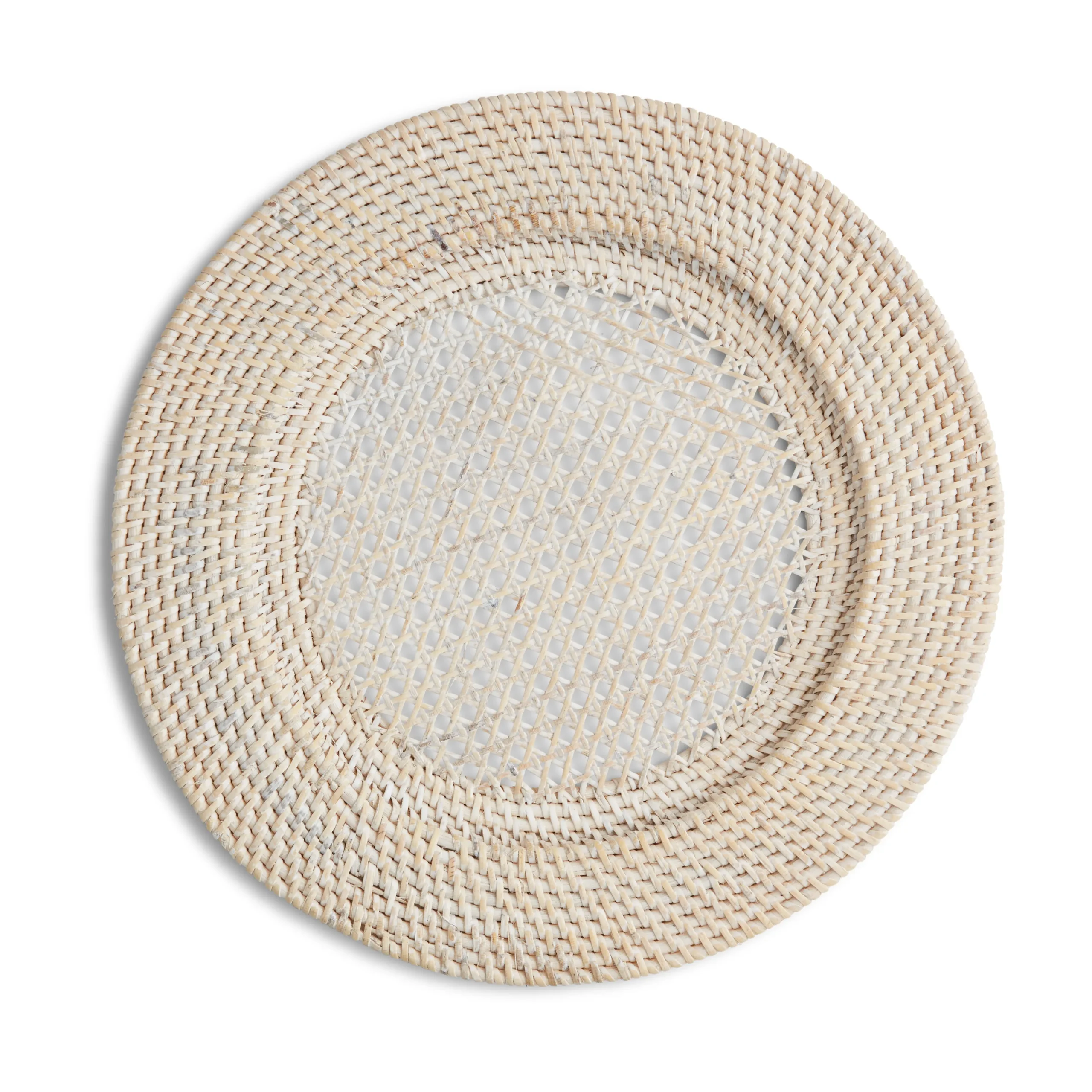 Cresta Whitewash Rattan Charger Plates