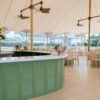 Sarah and Andrew Travertine Curve Bar